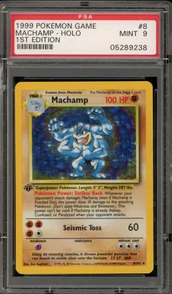 Pokemon Machamp Base Set 1st Edition Holo Rare #8 PSA 9 Mint - Image 1