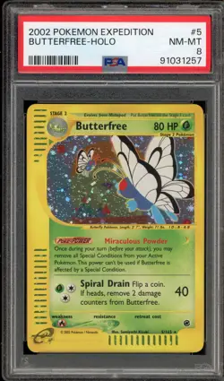 Pokemon Butterfree Expedition Holo Rare #5 PSA 8 - Image 1