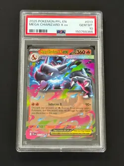 2025 POKEMON PFL EN-PHANTASMAL FLAMES #013 MEGA CHARIZARD X EX PSA 10 - Image 1