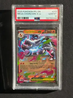 2025 POKEMON PFL EN-PHANTASMAL FLAMES #013 MEGA CHARIZARD X EX PSA 10 - Image 2