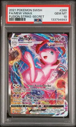 2021 Pokemon SWSH Fusion Strike Secret #269 FA Mew VMax PSA 10 GEM MINT - Image 1