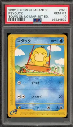 Pokemon Psyduck The Town on No Map 1st Edition Japanese #020 PSA 10 Gem Mint - Image 1