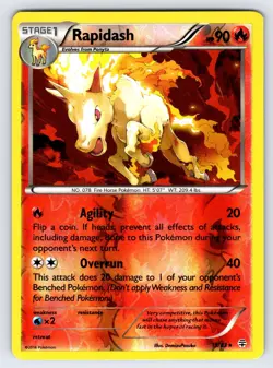 Rapidash 15/83 XY Generations Set 20th Anniversary Pokemon Reverse Holo Rare Nm - Image 1