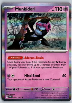 Munkidori 095/167 Rare Twilight Masquerade Pokemon Holo Near Mint - Image 1