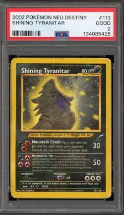 Pokemon Shining Tyranitar Neo Destiny Unlimited Holo Secret Rare #113 PSA 2 - Image 1