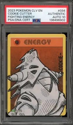 Pokemon Tyranitar Sketch Fighting Energy Cookie Cutter Auto 10 PSA AUTHENTIC - Image 1