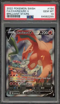 Pokemon Charizard V Brilliant Stars Full Alt Art #154 PSA 10 Gem Mint - Image 1
