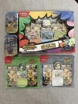 Pokemon Ascended Heroes Deluxe Pin Collection, Blister Packs & Mini Tins Lot - Image 1