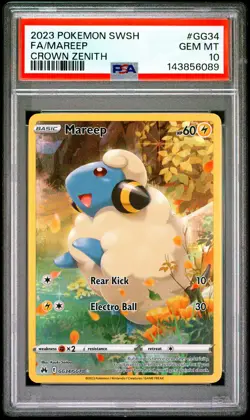 2023 POKEMON SWORD & SHIELD CROWN ZENITH #GG34 FULL ART/MAREEP PSA 10 - Image 1