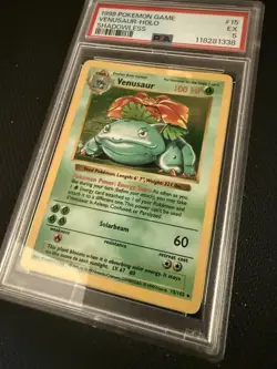 1999 POKEMON GAME SHADOWLESS #15 VENUSAUR-HOLO PSA 5 - Image 2