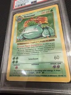 1999 POKEMON GAME SHADOWLESS #15 VENUSAUR-HOLO PSA 5 - Image 3