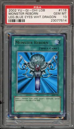 Yu-Gi-Oh! Monster Reborn Legend of Blue Eyes Unlimited Ultra Rare LOB-118 PSA 10 - Image 1