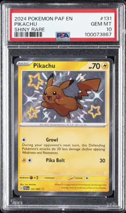 2024 POKEMON PAF EN-PALDEAN FATES SHINY RARE #131 PIKACHU PSA 10 - Image 1