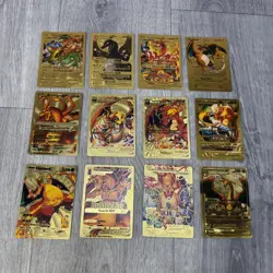 Pokemon Fan Art Charizard Collection Card Bundle 12x Cards Shiny Foil Gold - Image 1