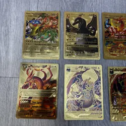 Pokemon Fan Art Charizard Collection Card Bundle 12x Cards Shiny Foil Gold - Image 2