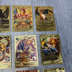 Pokemon Fan Art Charizard Collection Card Bundle 12x Cards Shiny Foil Gold - Image 3