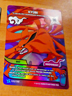 NARUTO MYTHOS 1ST ED EDITION CARD GAME HOLO CARTE RARE Kyubi 129/130 R FR NM - Image 1