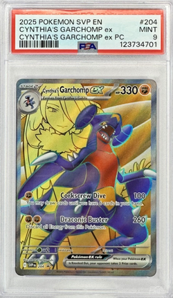 PSA 9 SVP EN Cynthia's Garchomp ex #204 - 2025 Pokemon SV BSP PC Promo - Image 1
