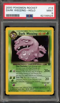 Pokemon Dark Weezing Team Rocket Unlimited Holo Rare #14 PSA 9 Mint - Image 1