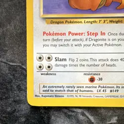 Pokemon Dragonite 19/62 Fossil Regular Stage 2 100 HP Rare Unlimited 1999 - Image 5