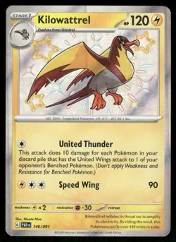 Pokemon Cards Kilowattrel 146/091 Paldean Fates Shiny Rare NM - Image 1