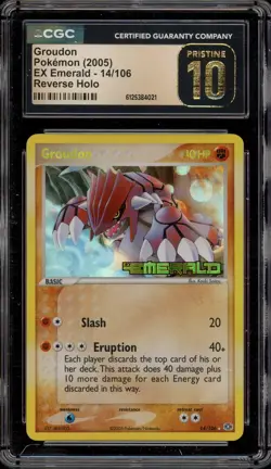 Pokemon Groudon EX Emerald Reverse Holo Rare #14 CGC 10 Pristine - Image 1