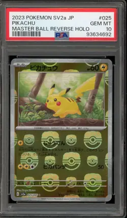 Pokemon Pikachu 151 sv2a Japanese Master Ball Reverse Holo #025 PSA 10 Gem Mint - Image 1