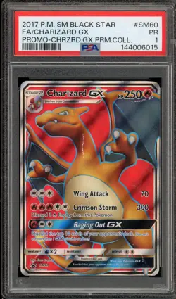 Pokemon Charizard GX Premium Coll. Black Star Full Art Promo SM60 PSA 1 - Image 1