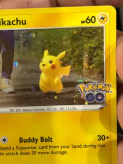 Pokemon Pikachu - (Cosmos Holo SWIRL) 027/078 Pokemon GO Promo NM - Image 2
