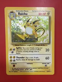 Pokemon TCG Raichu Base Set 14/102 Holo 1999-2000 Wizards Base Set Copyright... - Image 1