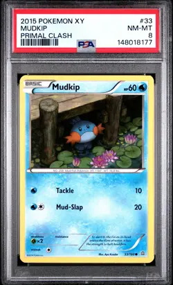 2015 POKEMON XY PRIMAL CLASH #33 MUDKIP PSA 8 - Image 1