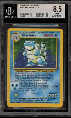 Pokemon Blastoise Base Set Unlimited Holo Rare #2 BGS 8.5 - Image 1