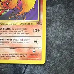 Pokemon Flareon 19/64 Jungle Unlimited Stage 1 70 HP Rare WOTC 1999 - Image 4