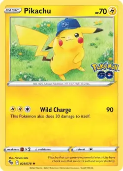 Pikachu (28) Holo Rare Pokemon GO 028/078 NM - Image 1