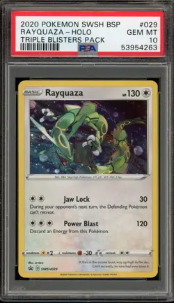Pokemon Rayquaza Triple Blister Pk. Black Star Holo Promo SWSH029 PSA 10 - Image 1