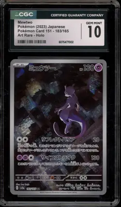 Pokemon Mewtwo 151 sv2a Japanese Art Rare #183 CGC 10 Gem Mint - Image 1