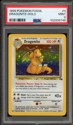 Pokemon Dragonite Fossil Unlimited Holo Rare #4 PSA 9 Mint - Image 1