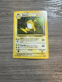 Pokemon TCG Card Raichu Base Set Holo Rare Card 14/102 HP - Image 1