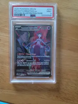 2025 POKEMON DESTINED RIVALS SPECIAL ILLUSTRATION TEAM ROCKET'S MEWTWO EX PSA 9 - Image 1