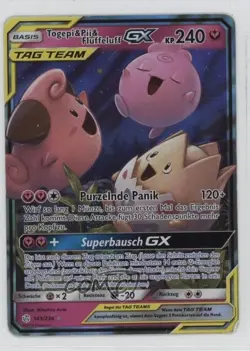 Togepi & Cleffa & Igglybuff GX German Pokemon Sun & Moon Cosmic Eclipse #143 - Image 1