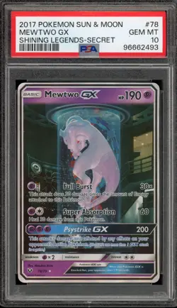 Pokemon Mewtwo GX Shining Legends Secret Rare #78 PSA 10 Gem Mint - Image 1