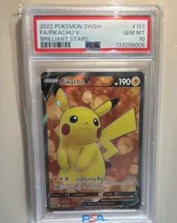 Pikachu V 157/172 Full Art Holo 2022 SWSH09 Brilliant Stars English PSA 10 - Image 1