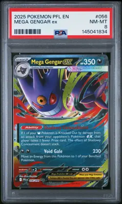 2025 POKEMON PFL EN-PHANTASMAL FLAMES #056 MEGA GENGAR EX PSA 8 (FREE S&H) - Image 1