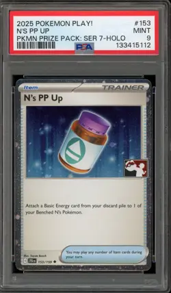 Pokemon N's PP Up Pokemon Prize Pk. Series 7 PLAY! Cosmos Holo #153 PSA 9 Mint - Image 1