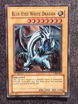 Yugioh Blue-Eyes White Dragon SKE-001 Super Rare 1st Edition LP - Image 1