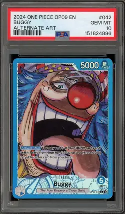 One Piece CCG Buggy Alternate Art OP09-042 PSA 10 Gem Mint - Image 1