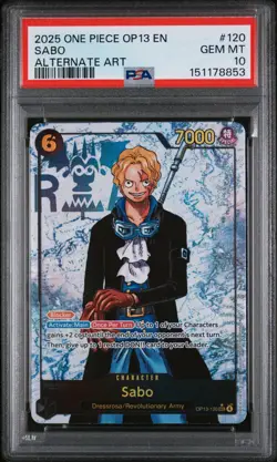 2025 ONE PIECE OP13 120 CARRYING ON HIS WILL SABO SEC ALT ART PARALLEL PSA 10 - Image 1