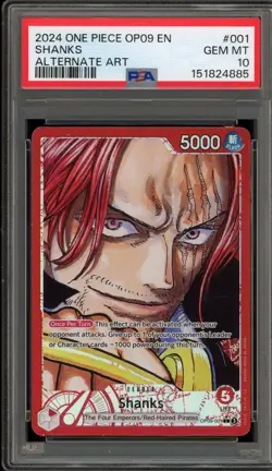 One Piece CCG Shanks Alternate Art OP09-001 PSA 10 Gem Mint - Image 1