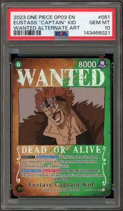 One Piece CCG Eustass"Captain"Kid Wanted Alternate Art OP01-051 PSA 10 Gem Mint - Image 1