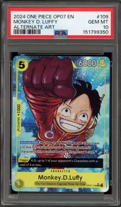 One Piece CCG Monkey.D.Luffy Alternate Art OP07-109 PSA 10 Gem Mint - Image 1